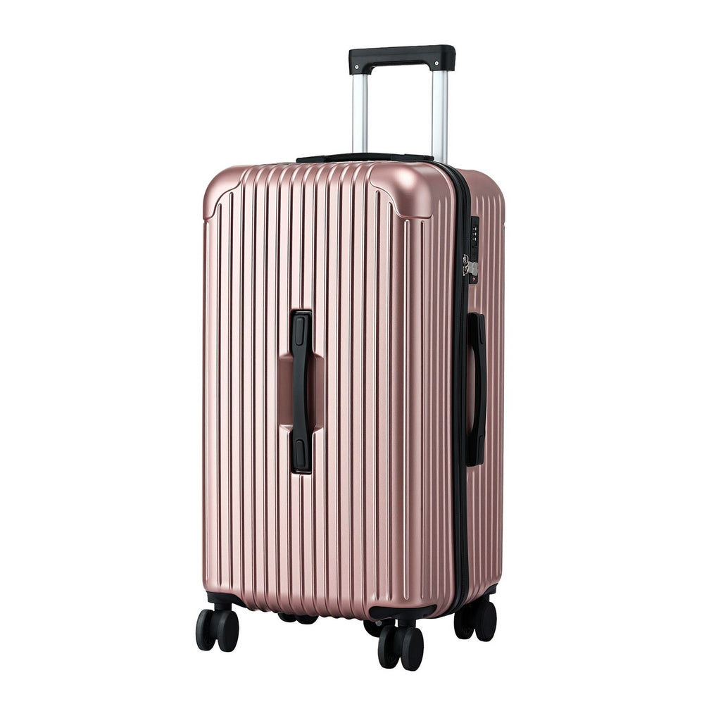 Wanderlite 28' Trunk Luggage Suitcase Travel 5 Wheels Type-C Port TSA Rose Gold