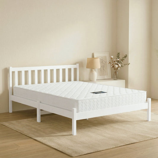 Giselle Double Mattress with Artiss Wooden Bed Frame Natural Pine Timber Base