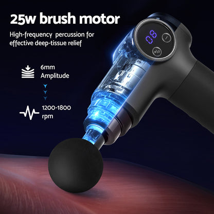Everfit Massage Gun 8 Speed 4 Heads Vibration Muscle Massager Chargeable Black
