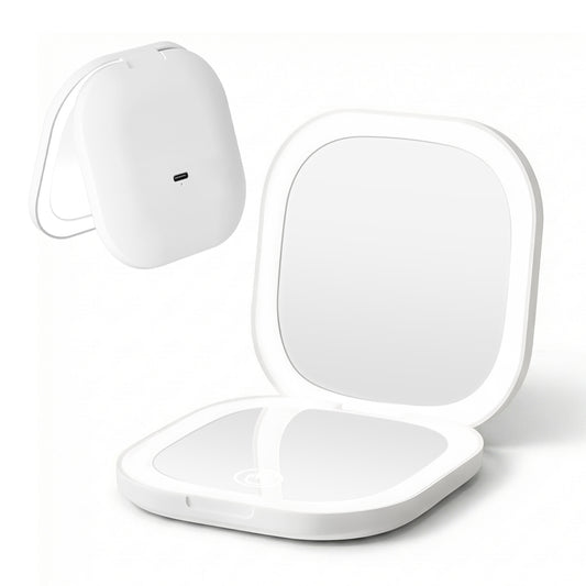 Embellir LED Compact Mirror Lighted Travel Makeup Mirror Pocket-Sized 1x 10x Magnification Square White