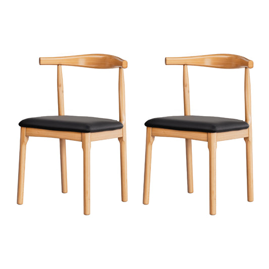 Artiss 2x Dining Chairs Rubber Wood Leather Seat Black