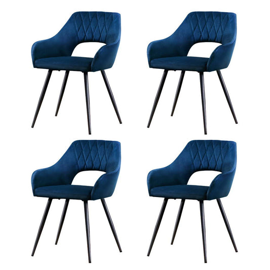 Artiss Dining Chairs Set of 4 Velvet Hollow Armchair Blue