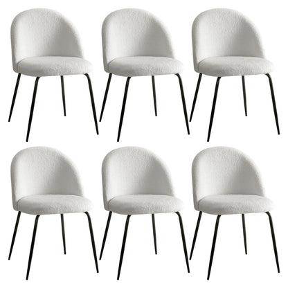 Artiss Dining Chairs Set of 6 Sherpa Boucle White