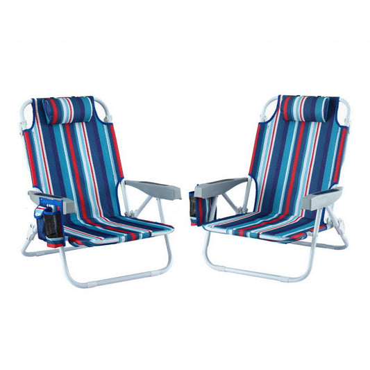 Gardeon Outdoor Chairs Beach Chair Backpack Cooler Storage Lightweight Fishing Blue