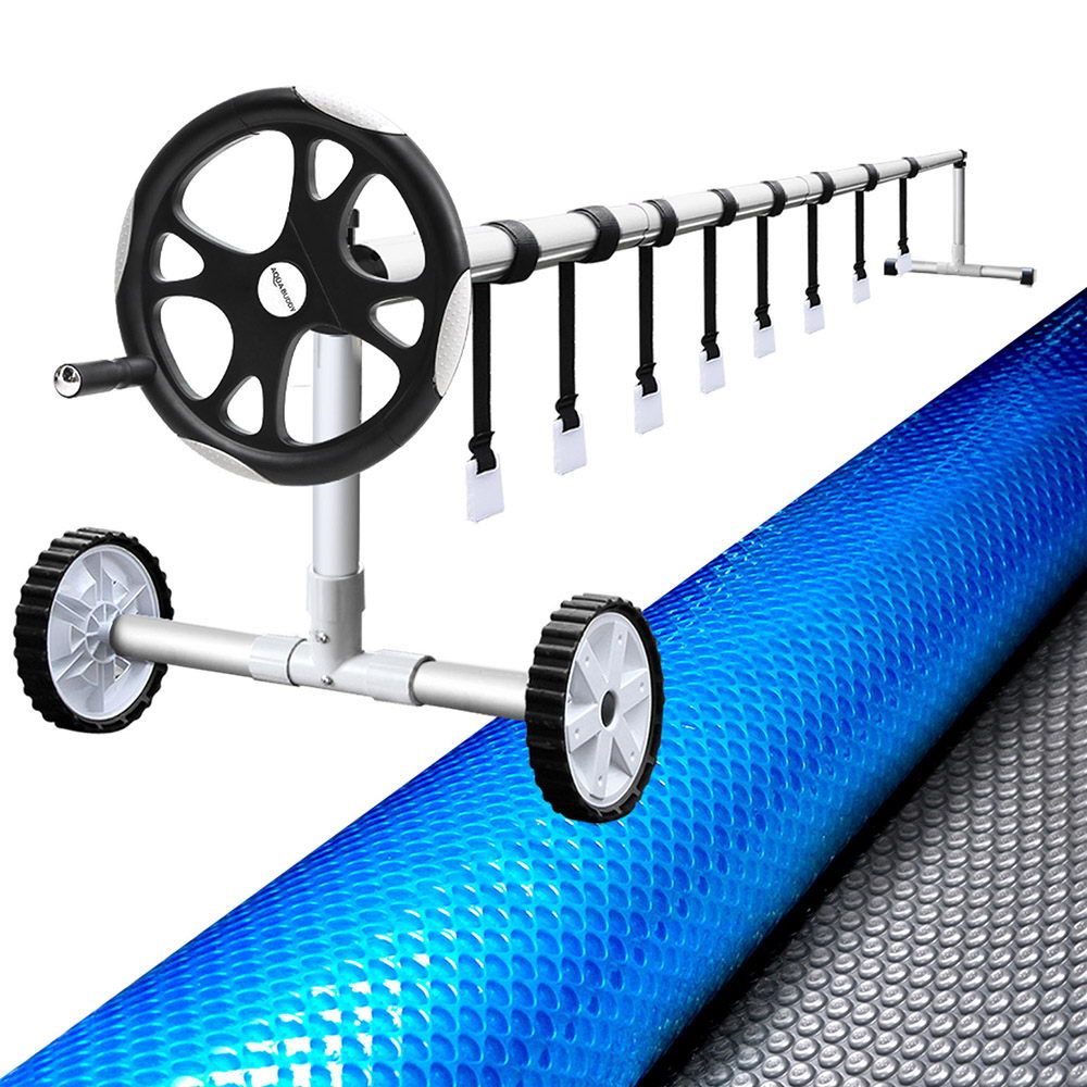 Aquabuddy Pool Cover 500 Micron 9.5x5m Swimming Pool Solar Blanket 5.5m Roller