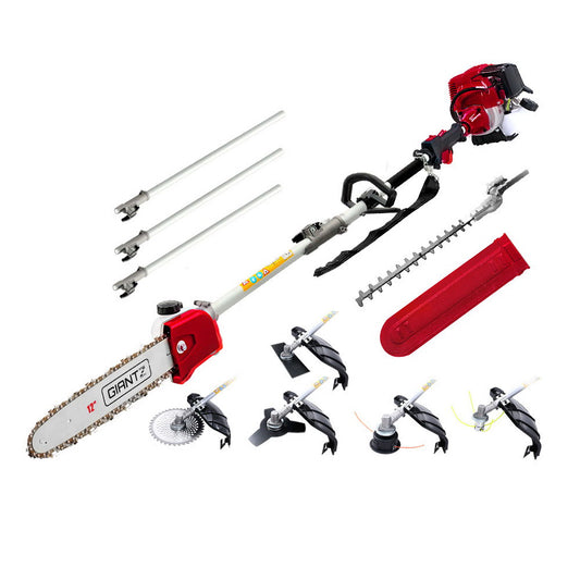 Giantz 4 Stroke Pole Chainsaw Petrol Hedge Trimmer Tree Pruner 12'' 7 In 1