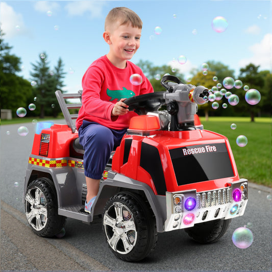 Rigo Kids Electric Ride On Car Fire Engine Fighting Truck Toy Cars 6V Red