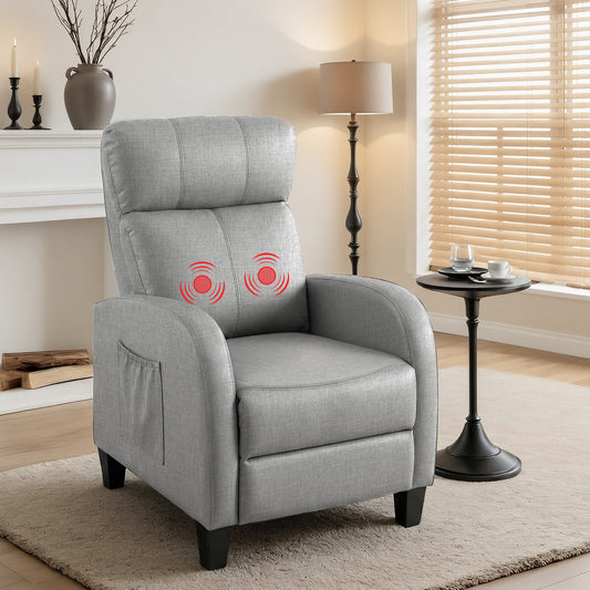 Artiss Massage Recliner Chair Small Recliner Sofa for Adults Fabric Grey