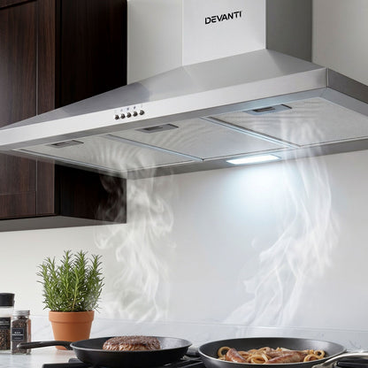 Devanti 900mm Range Hood 90cm Rangehood Stainless Steel