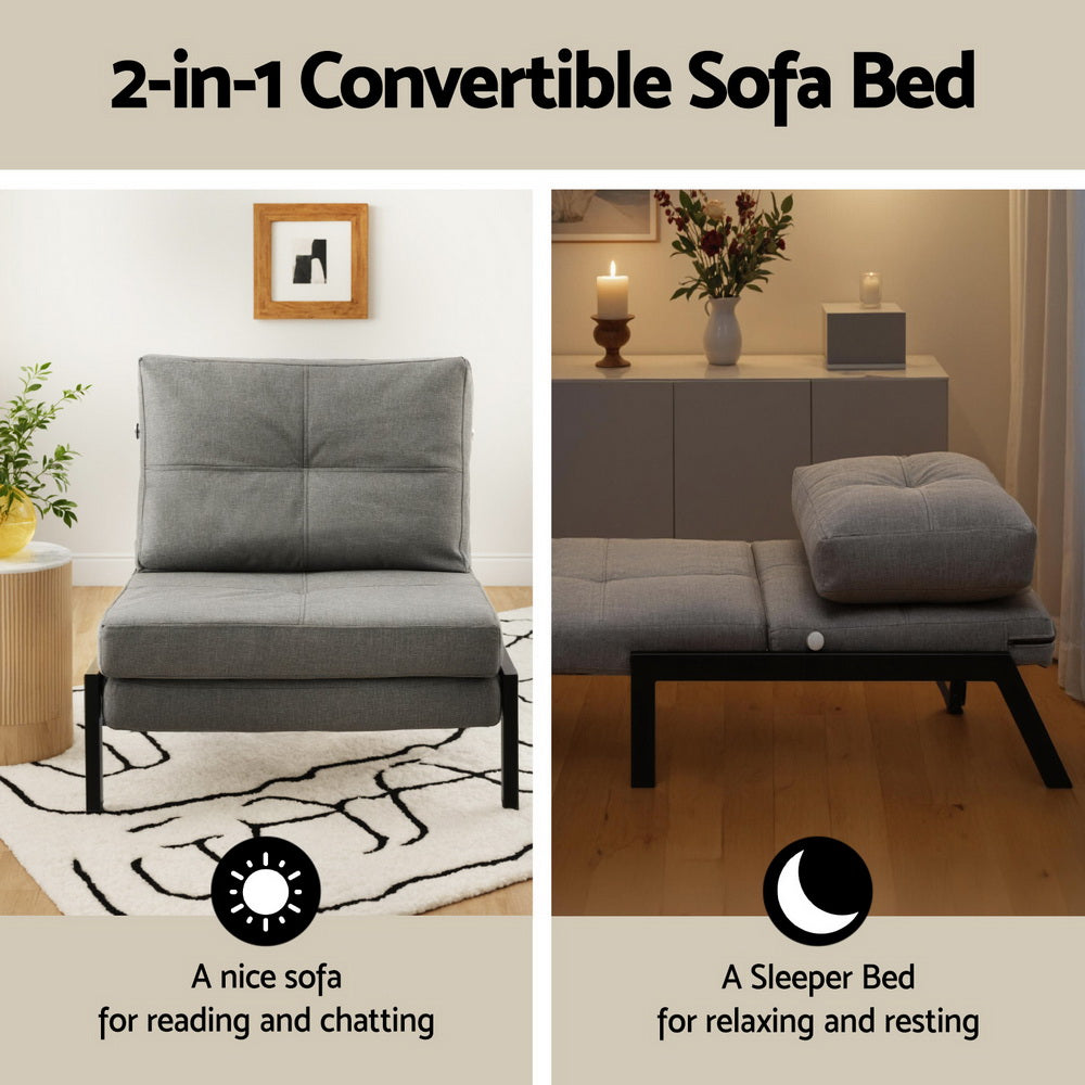 Artiss Sofa Bed Folding Convertible Couch Recliner Lounge Chair
