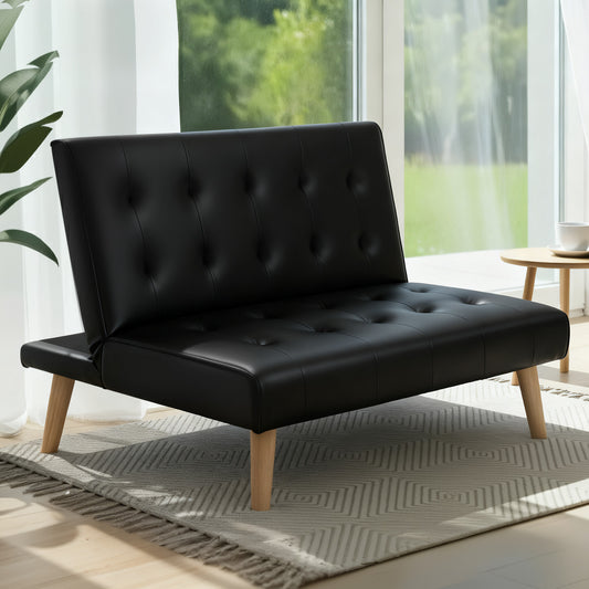 Artiss Sofa Bed Couch 1 Seater Lounge Fabric Black
