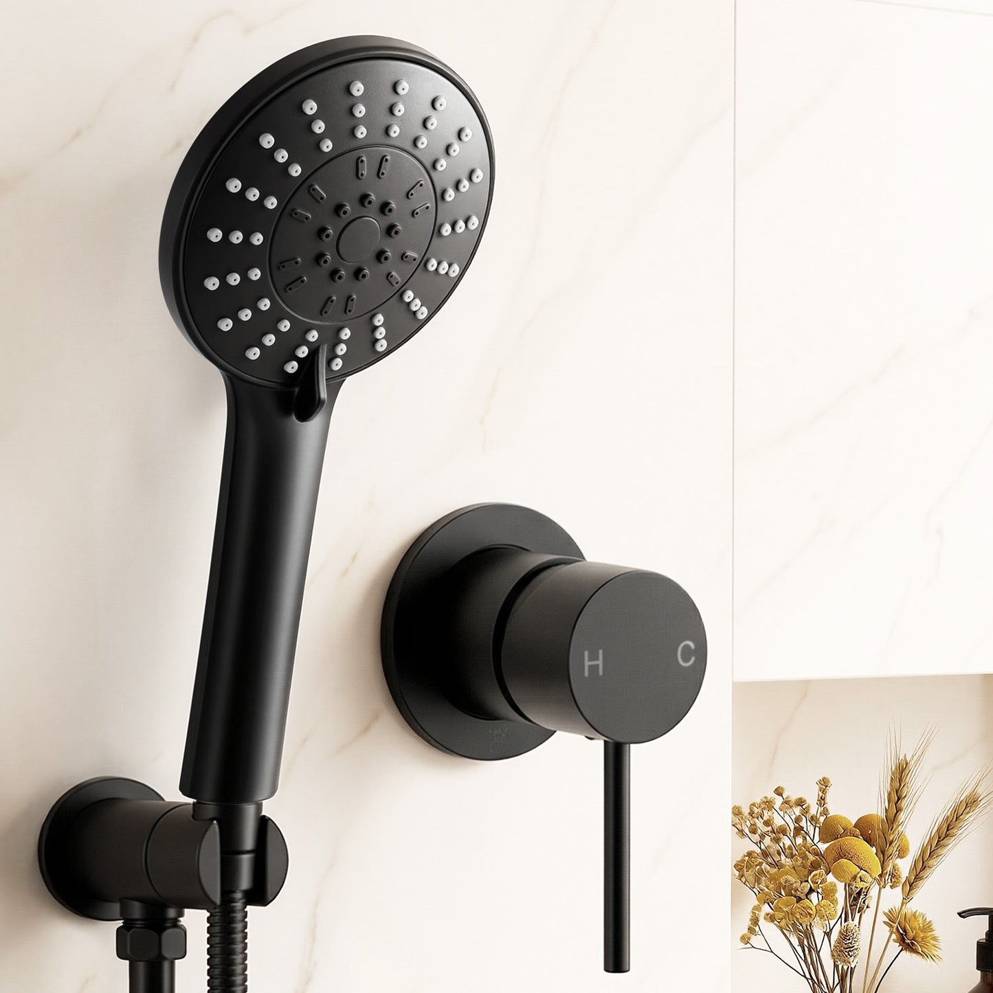 Cefito 4.5' Handheld Shower Head Round with Wall Bathroom Mixer