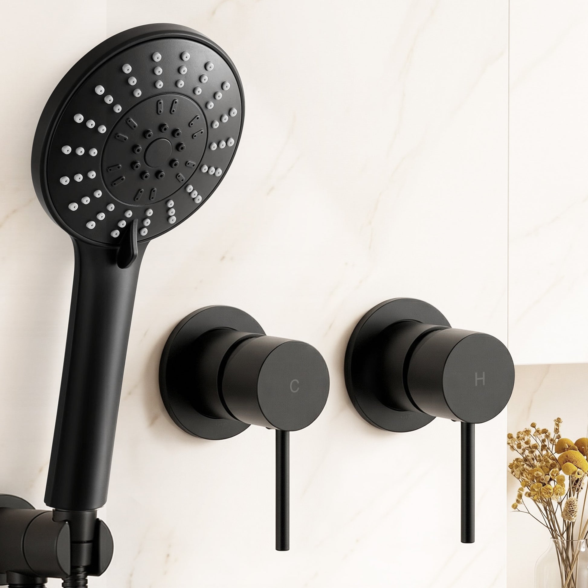 Cefito 4.5' Handheld Shower Head Round with Wall Twin Swivel Bathroom Tap