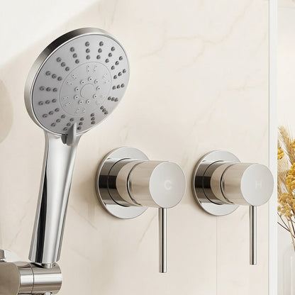 Cefito 4.5' Handheld Shower Head Round with Wall Twin Swivel Bathroom Tap Silver
