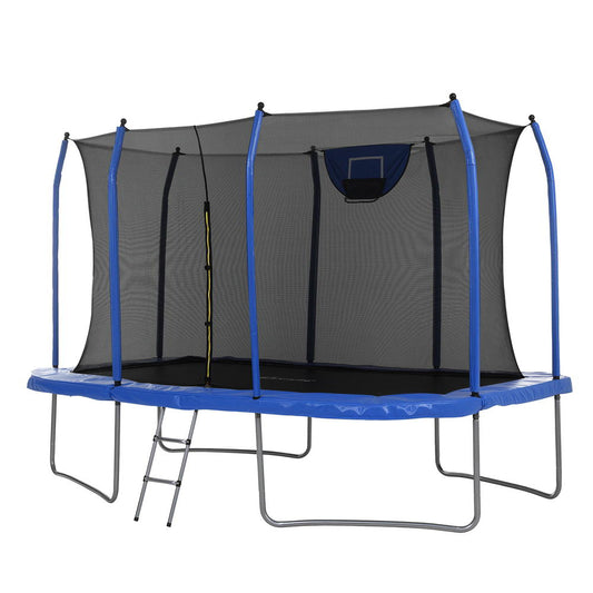 Everfit 12FT Trampoline Kids Rectangle Rebounder with Basketball Set Safety Net