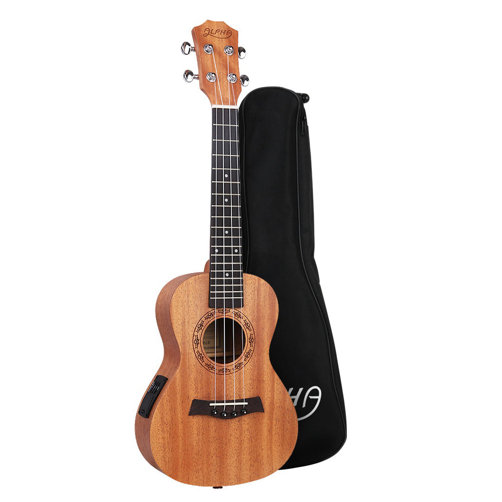 Alpha 26' Ukulele Equaliser Natural Mahogany Tenor Beginner Gift w/ Bag