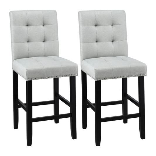 Artiss 2x Bar Stools Kitchen Dining Chairs Counter Fabric Stool Wooden Ada Grey