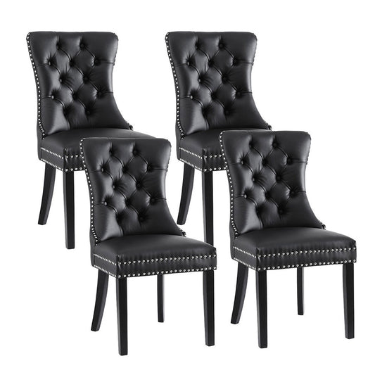 1 Set of 4 Artiss Dining Chairs Black Leather