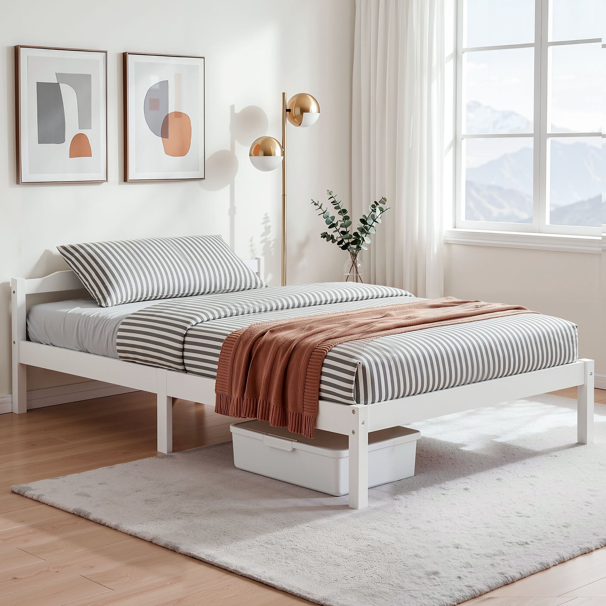 Artiss Bed Frame Double Size Wooden White LEXI