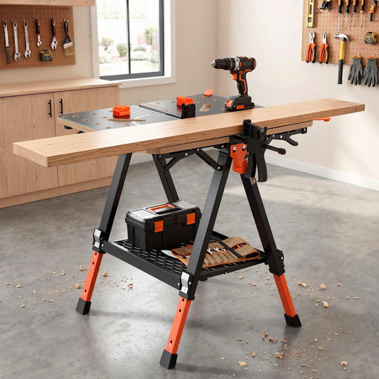 Giantz Portable Folding Work Table 454kg Adjustable Workbench