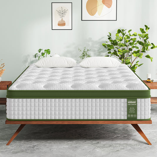 BedStory 34cm Queen Latex Hybrid Mattress Medium Firm - 5 Zone Pocket Spring Bed for Pressure Relief Motion Isolation