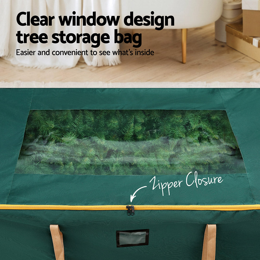 Jingle Jollys Christmas Tree Storage Bag Up to 10ft Visible Handle Wheels Green