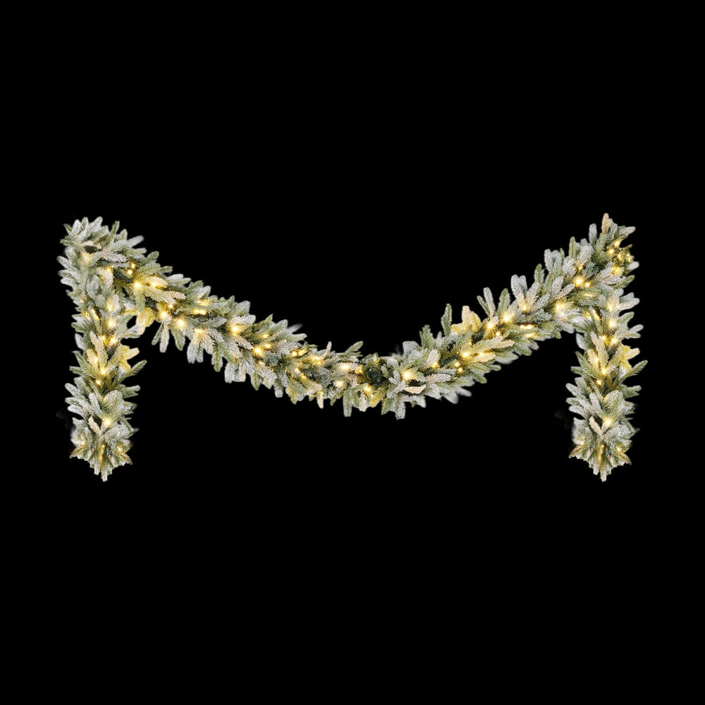Jingle Jollys 3M Christmas Garland Pre-lit LED Lights Snow Frosted Tips Decor