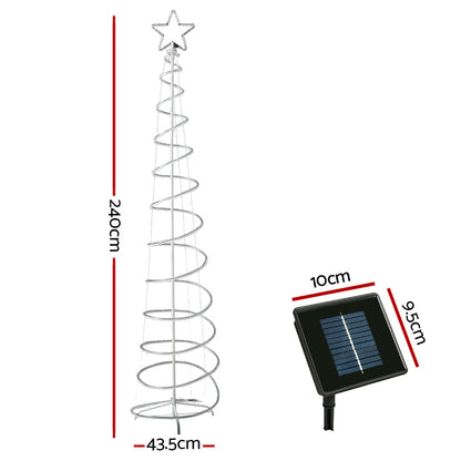 2.4M Christmas Tree LED Solar Motif Lights Jingle Jollys